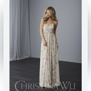 Christina Wu Blush Bouquet Floral Dress Bridesmaid Prom Women’s 14